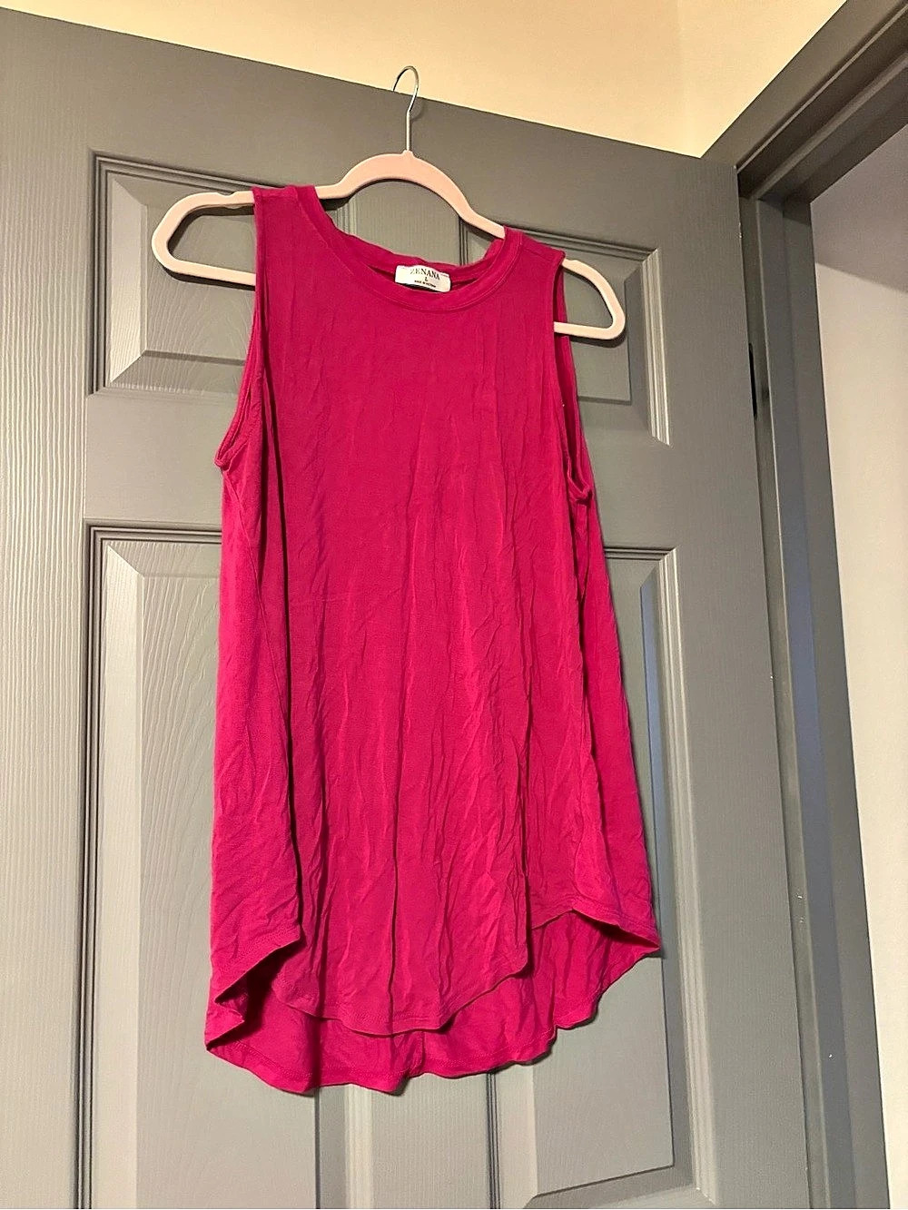 Zenana AT-5536AB Sleeveless Tank Top in Pink Size Large